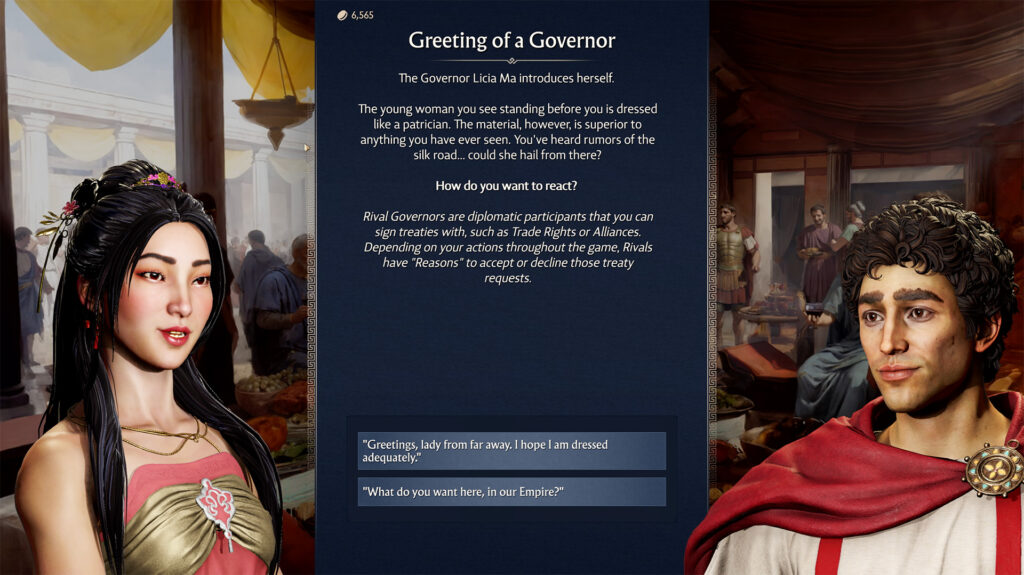 A dialogue box between two leaders with a simple choice
