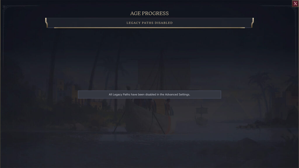 A mostly blank screen that says Legacy Paths are disabled