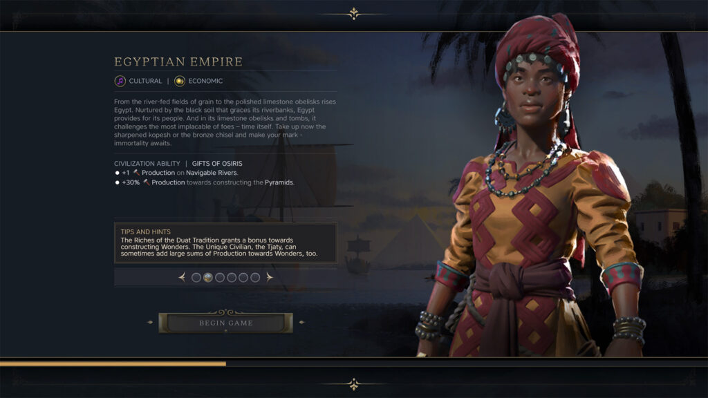 A clickable series of options on an interactive loading screen